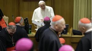 Pope Francis with Catholic church bishops.