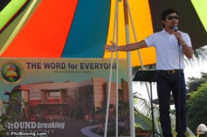 Pacquiao during Church groundbreaking. (Photo courtesy of Phil Boxing .com)